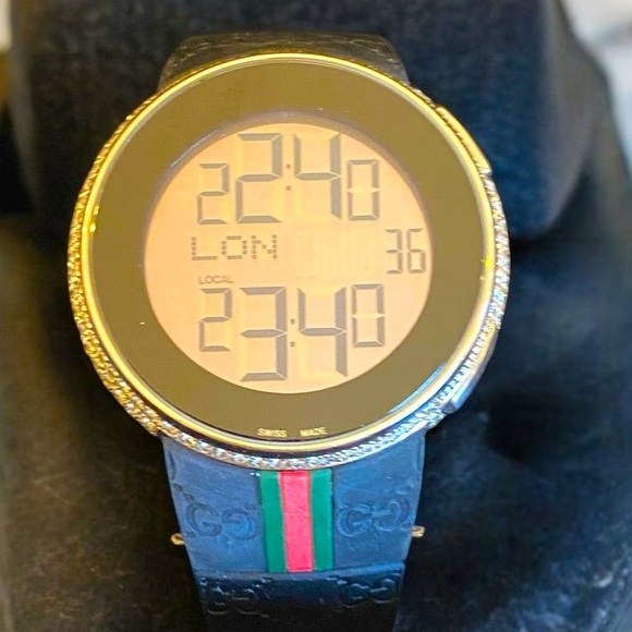 AUTHENTIC Gucci I-Gucci MENS 5.37 CTW Diamond Digital Watch NICE!!! - Picture 6 of 16
